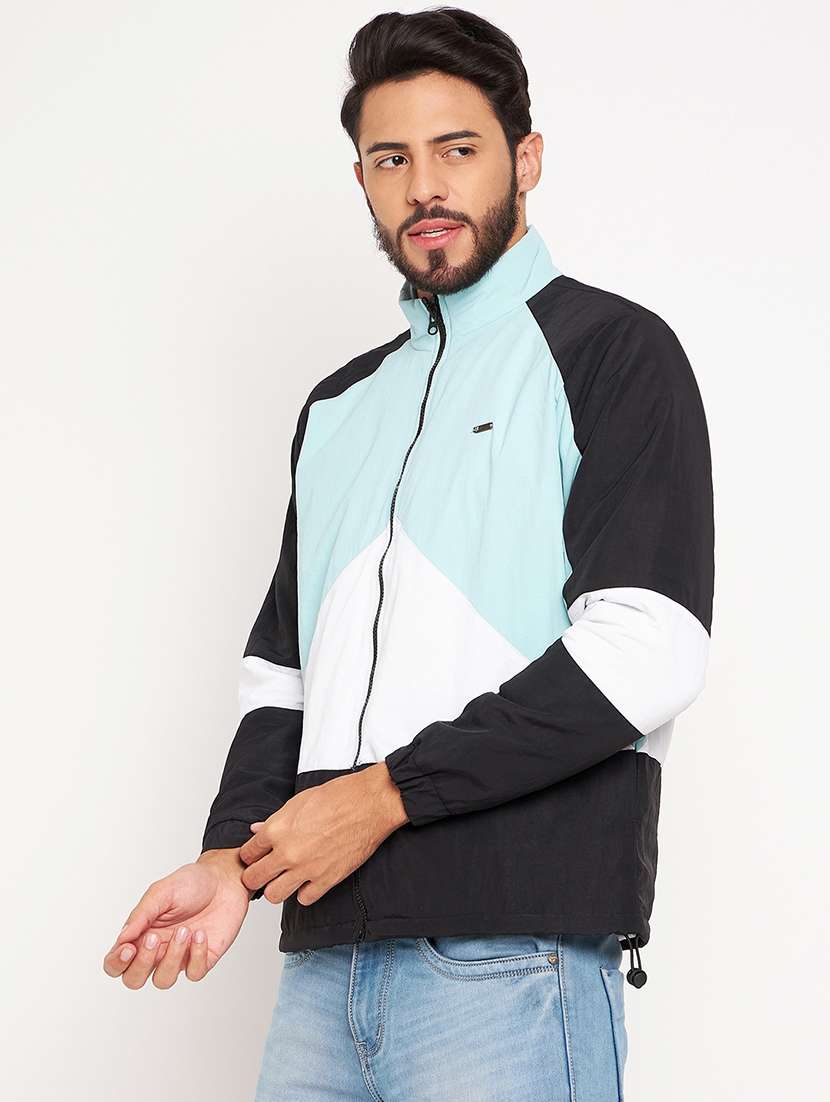 men long sleeve color block bomber jacket - 21520976 - Standard Image - 1