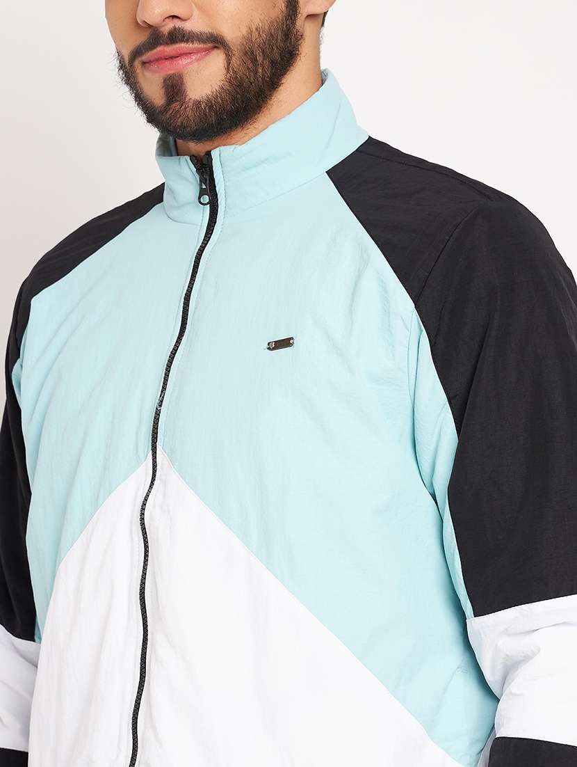 men long sleeve color block bomber jacket - 21520976 - Standard Image - 4