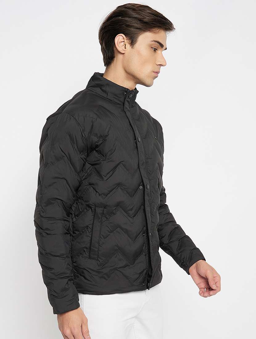 men black solids quilted jacket - 21520984 -  Standard Image - 1
