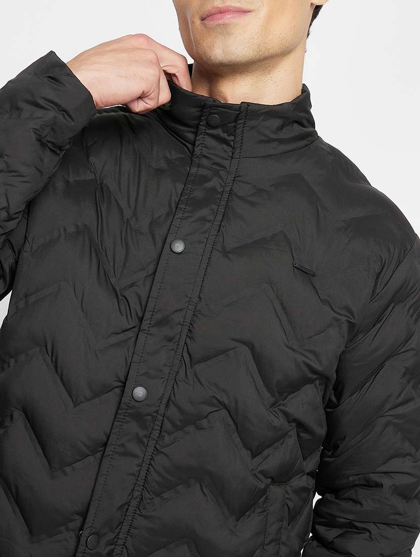 men black solids quilted jacket - 21520984 -  Standard Image - 4