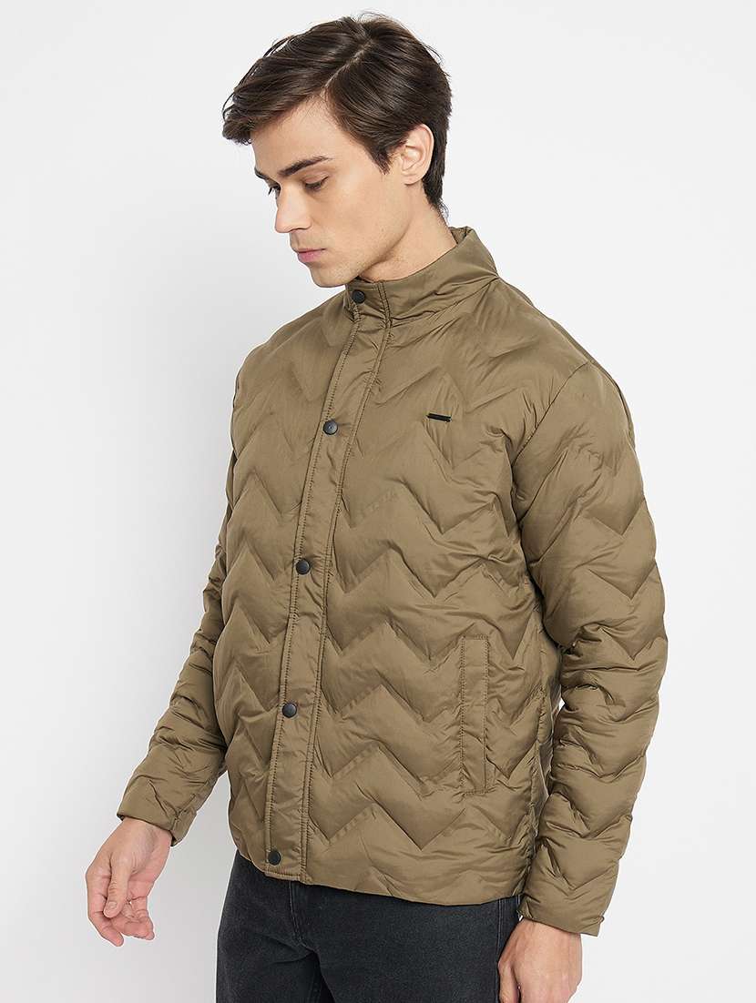 men long sleeves solid quilted jacket - 21520986 - Standard Image - 1