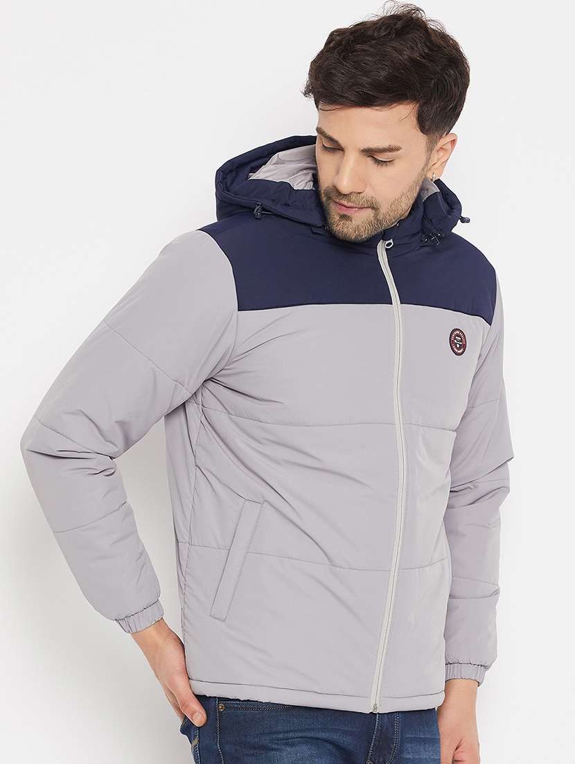 men long sleeve color block quilted jacket - 21521006 - Standard Image - 1