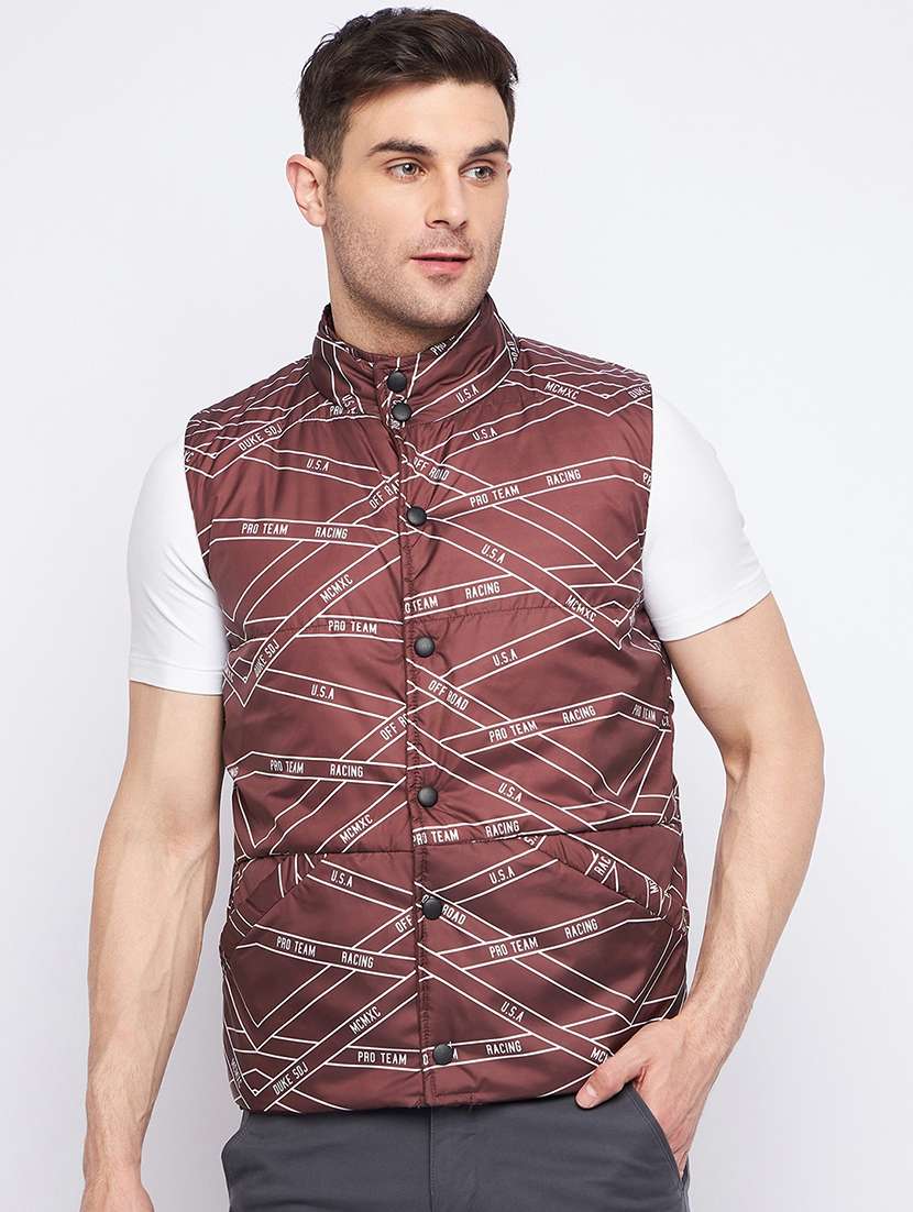 men sleeveless printed quilted jacket - 21521032 -  Standard Image - 1