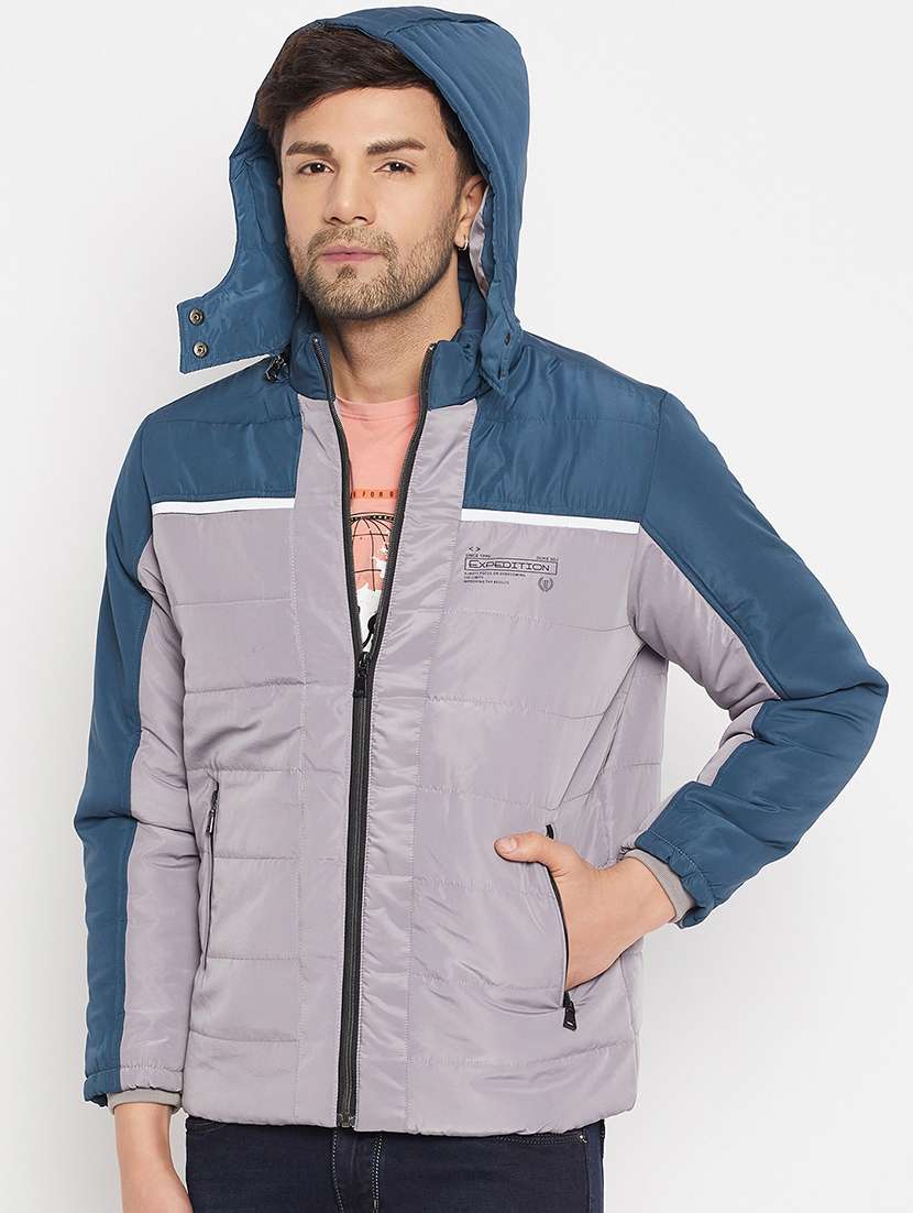 men long sleeve color block quilted jacket - 21521039 -  Standard Image - 1