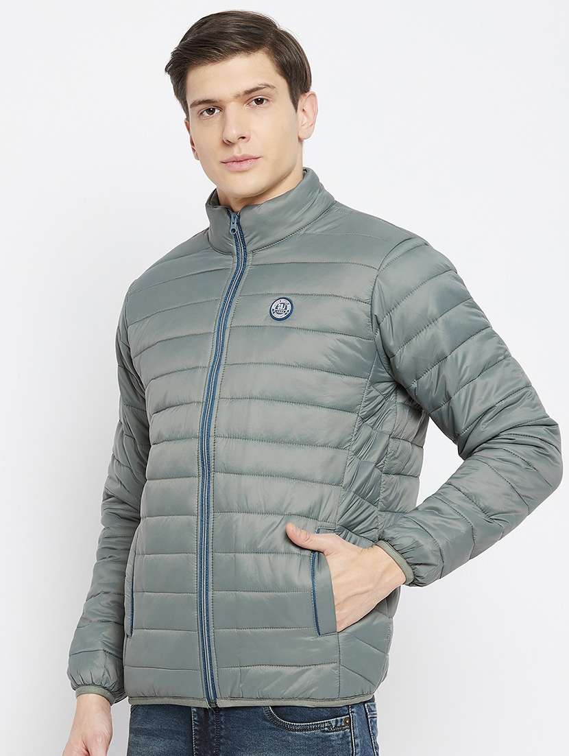 men long sleeve solid quilted jacket - 21521057 - Standard Image - 1