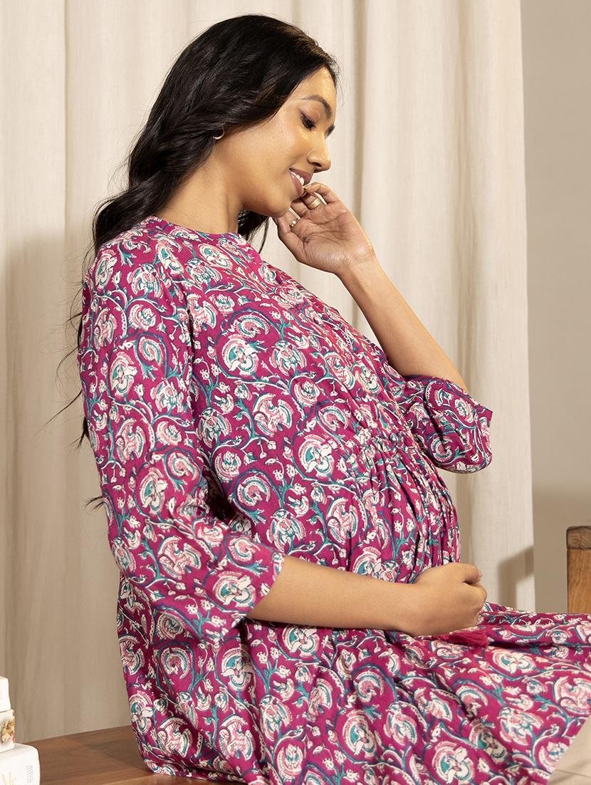 women purple cotton maternity wear - 21521070 - Standard Image - 4