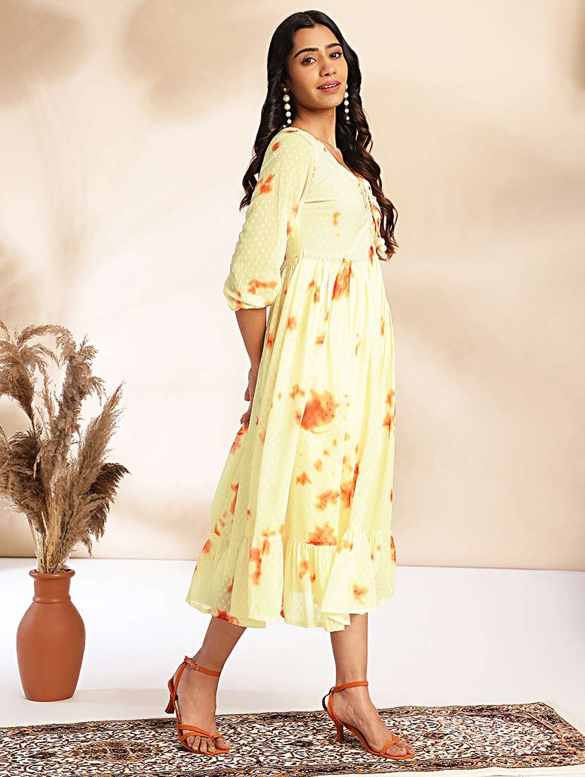 women printed sweetheart neck fit & flare dress - 21521125 -  Standard Image - 1