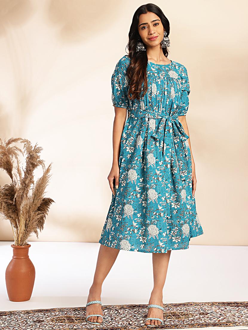 women floral printed round neck a-line dress - 21521128 -  Zoom Image - 0
