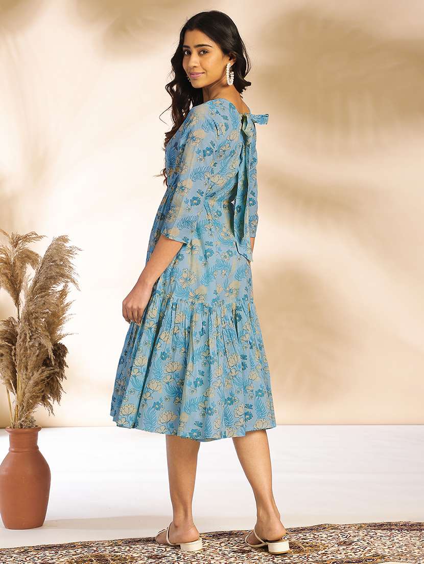 women printed square neck tiered dress - 21521130 -  Standard Image - 4