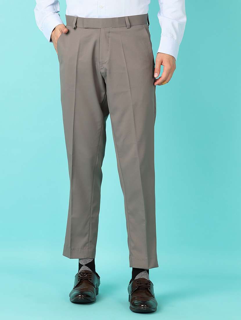 men mid rise solid flat front formal trouser