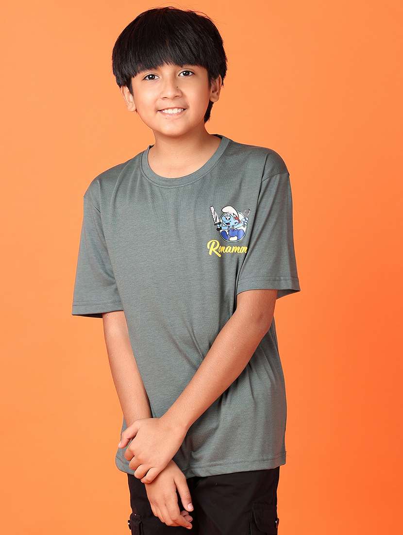 boys short sleeves front & back print t-shirt