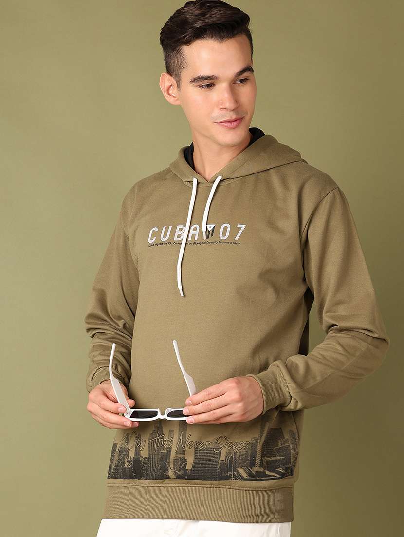 men chest print hooded neck sweatshirt - 21521355 -  Standard Image - 1