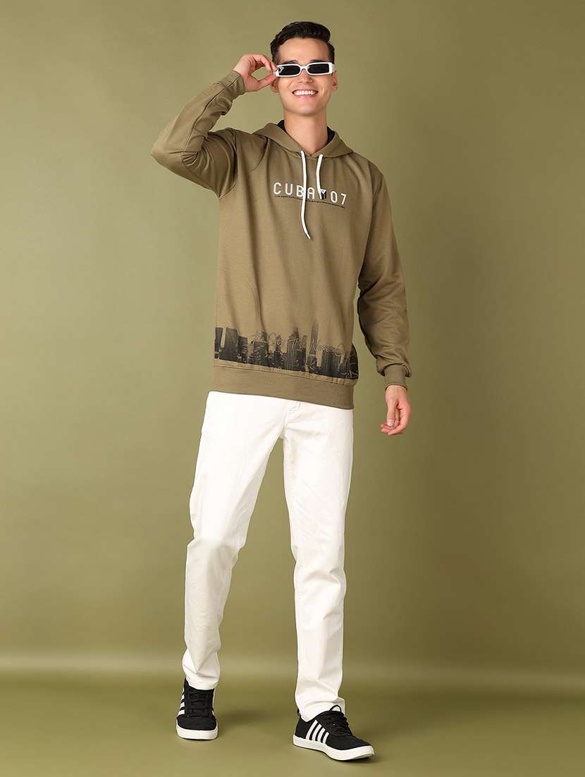 men chest print hooded neck sweatshirt - 21521355 -  Standard Image - 4