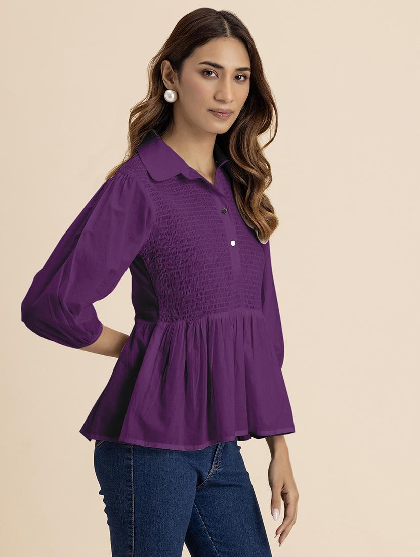 women purple cotton peplum top - 21521733 -  Standard Image - 1