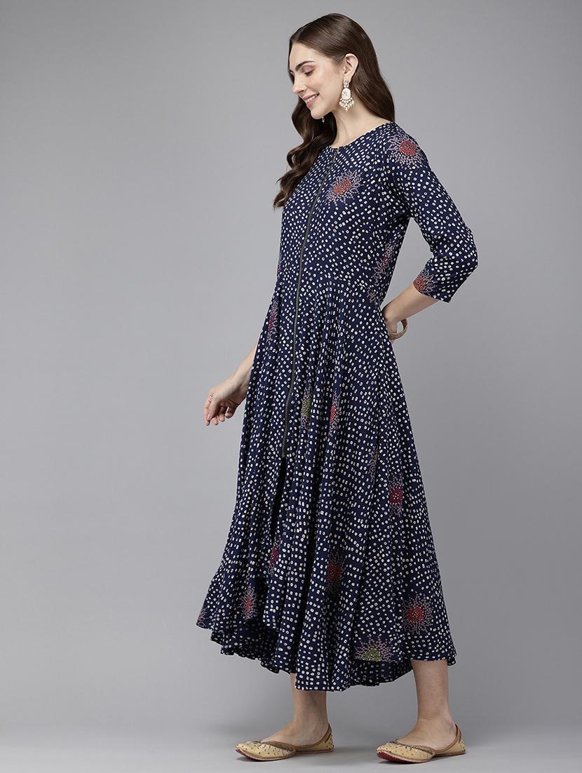 women blue printed a-line kurta - 21521952 -  Standard Image - 1