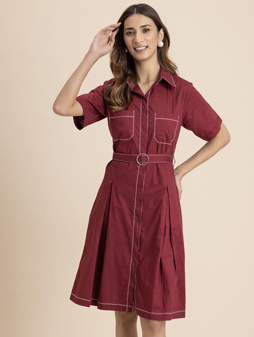 women solid collared shirt dress - 21521961 -  Standard Image - 0
