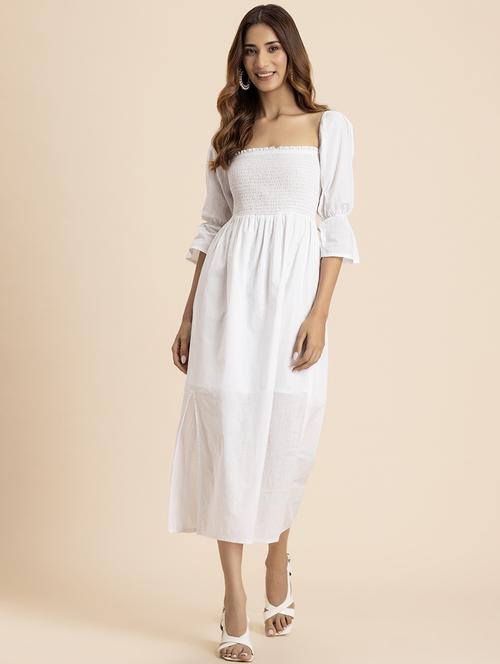 women solid square neck a-line dress - 21521965 -  Standard Image - 0