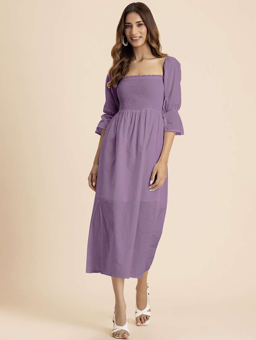 women solid square neck a-line dress