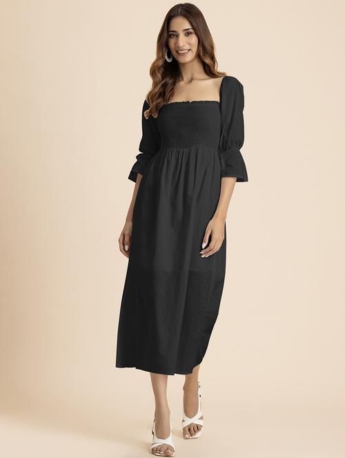 women solid square neck a-line dress - 21521969 - Standard Image - 0