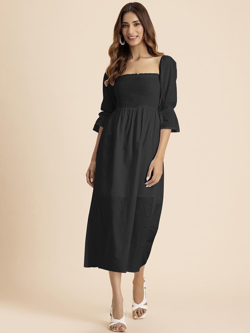 women solid square neck a-line dress - 21521969 - Zoom Image - 0