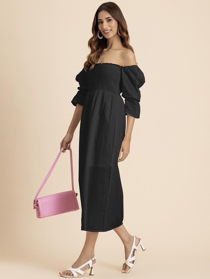 women solid square neck a-line dress - 21521969 - Standard Image - 4
