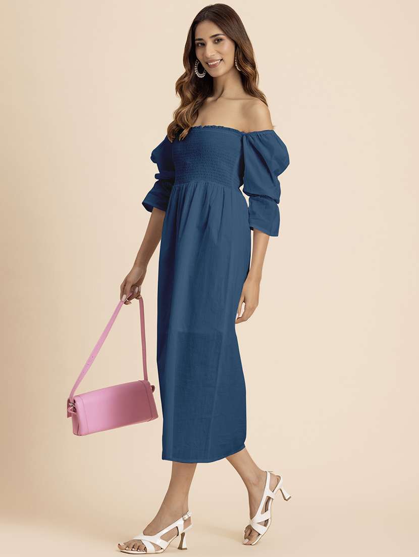 women solid square neck a-line dress - 21521971 -  Standard Image - 4