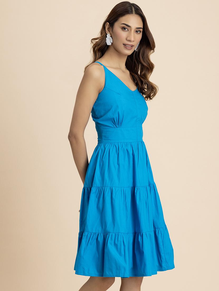 women solid sleeveless tiered dress - 21521974 -  Standard Image - 1
