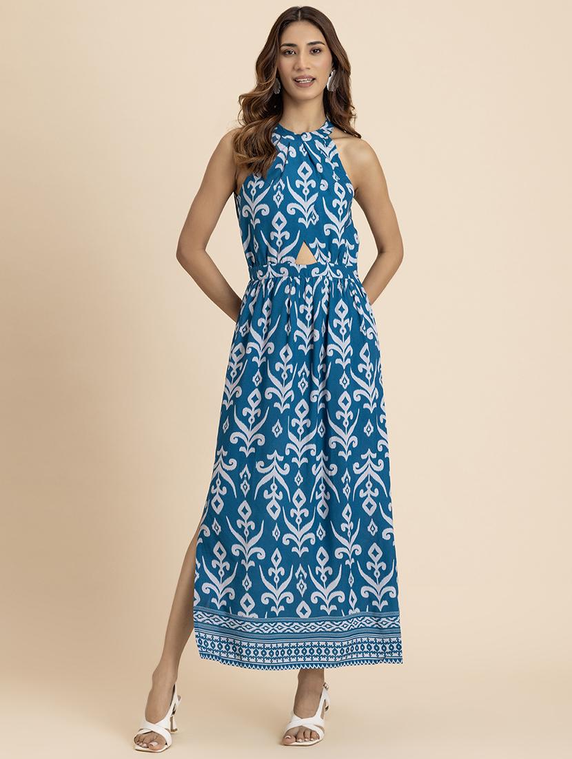 women printed halter neck a-line dress  - 21521986 -  Standard Image - 1