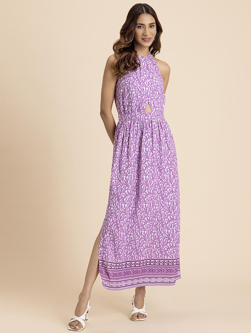 women printed halter neck a-line dress  - 21521987 -  Standard Image - 1