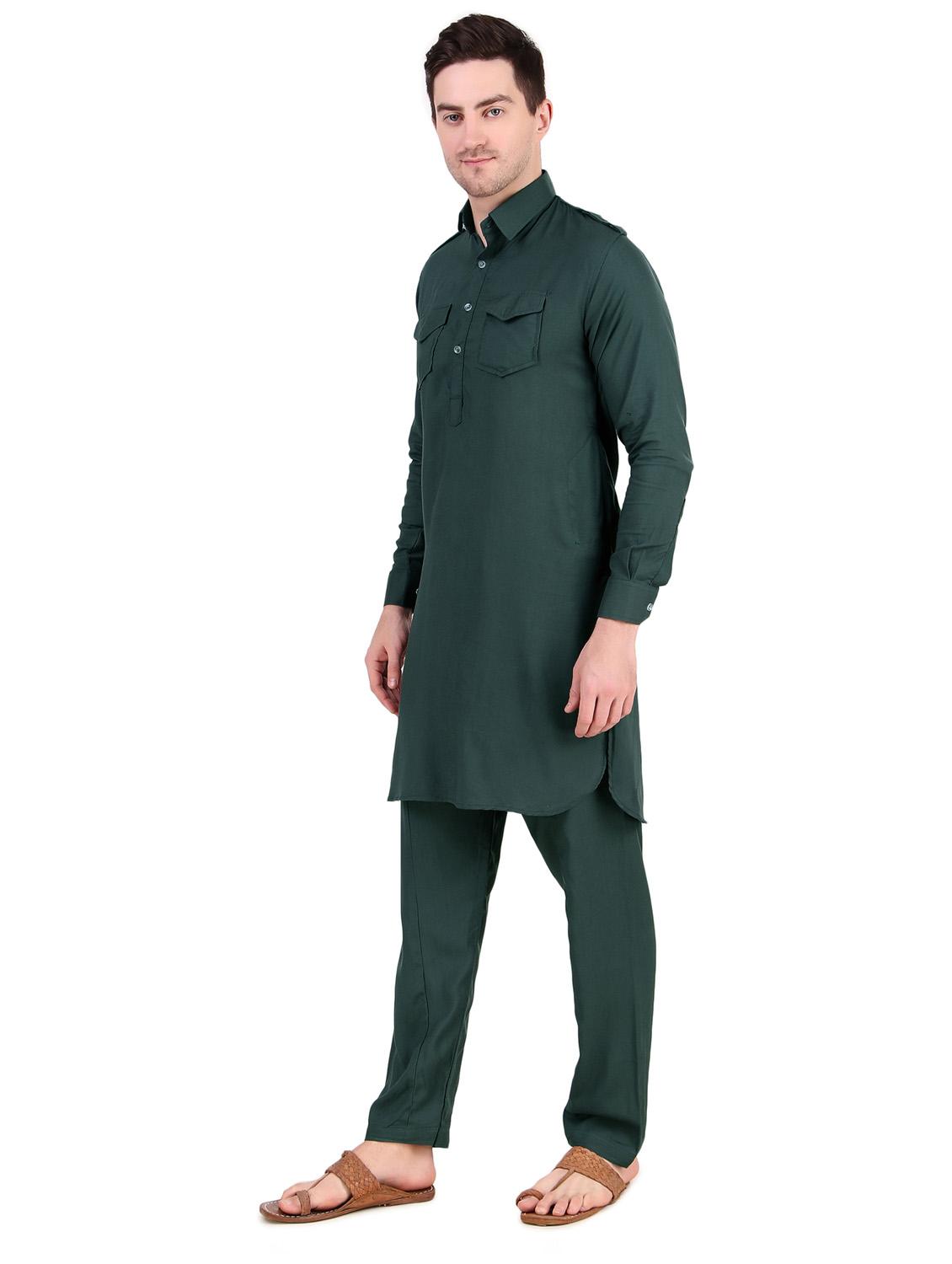 men solid kurta pyjama ethnic wear set - 21522017 - Standard Image - 1