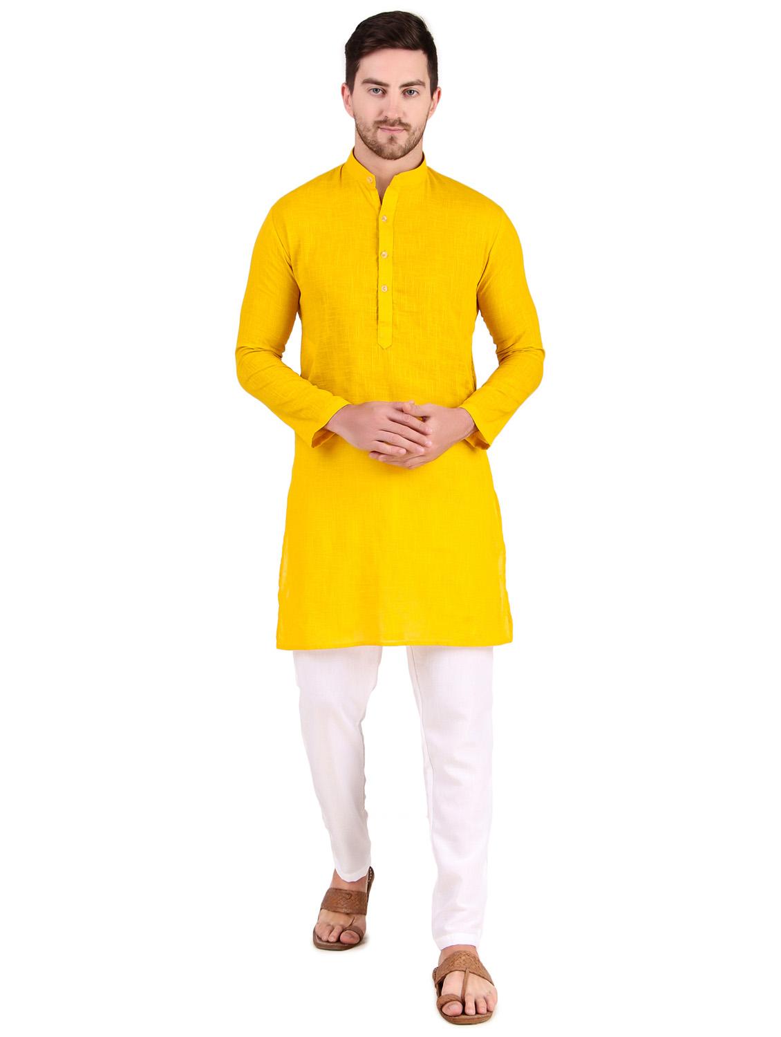 men long sleeve solid kurta pyjama set