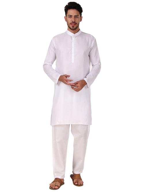 men long sleeve solid kurta pyjama set - 21522037 - Standard Image - 0