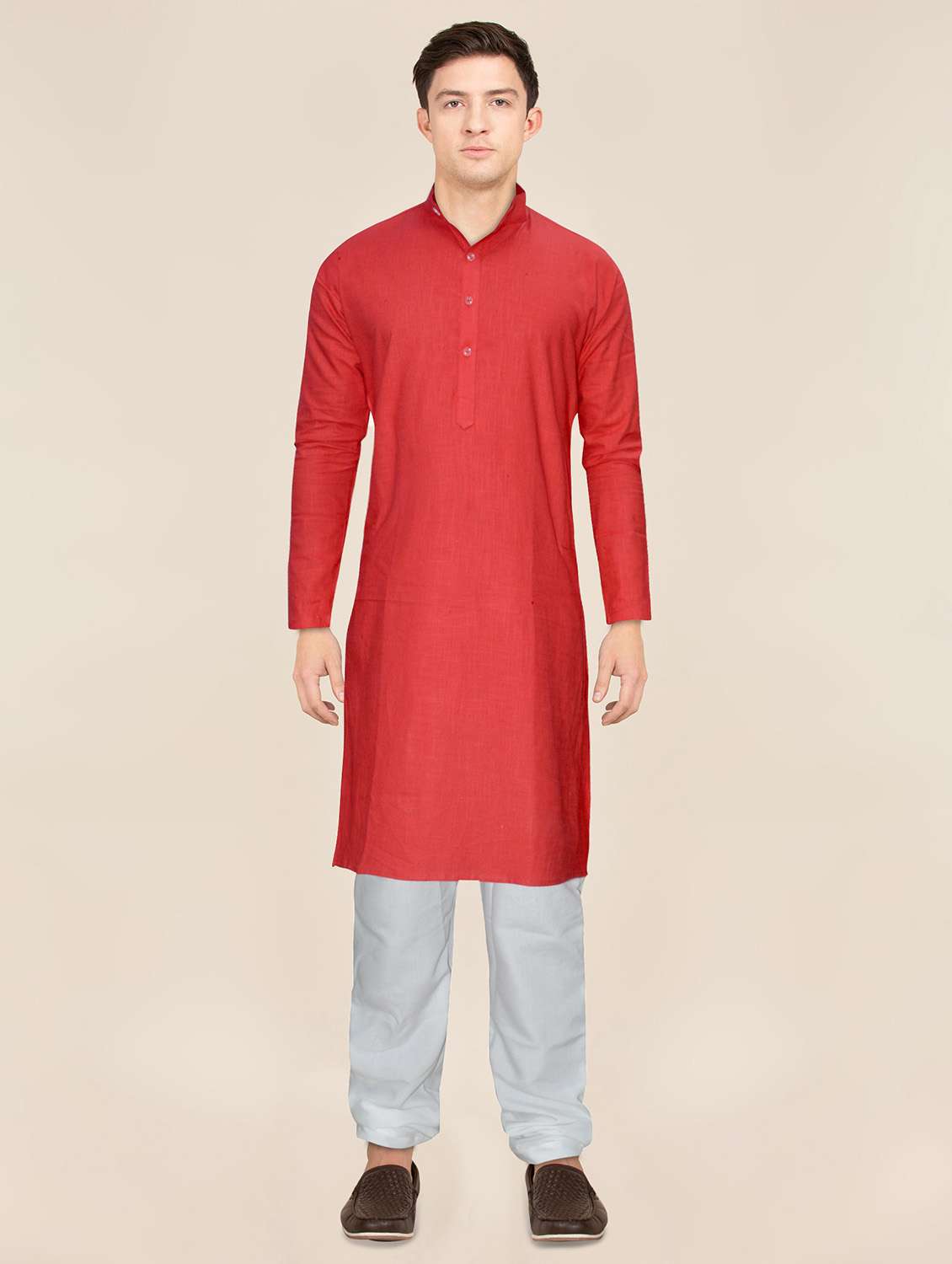 men long sleeve solid kurta pyjama set - 21522042 -  Zoom Image - 0