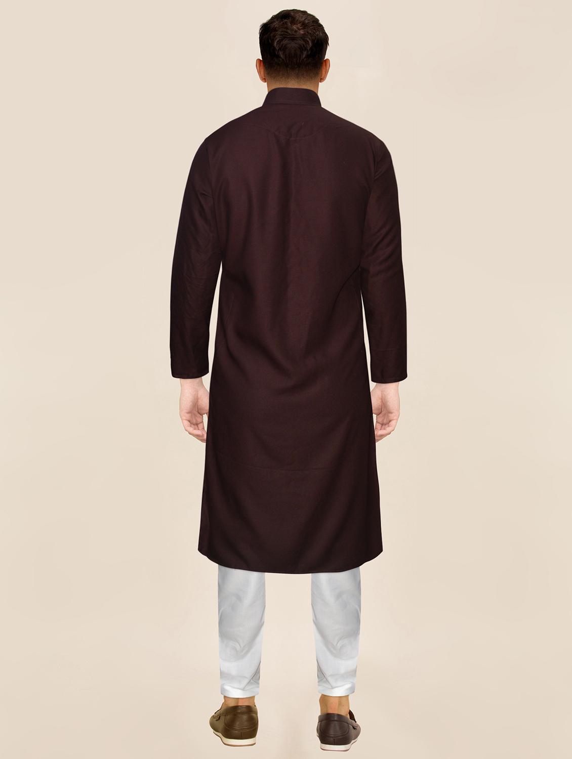 men burgundy solids kurta pyjama sets - 21522046 - Standard Image - 1