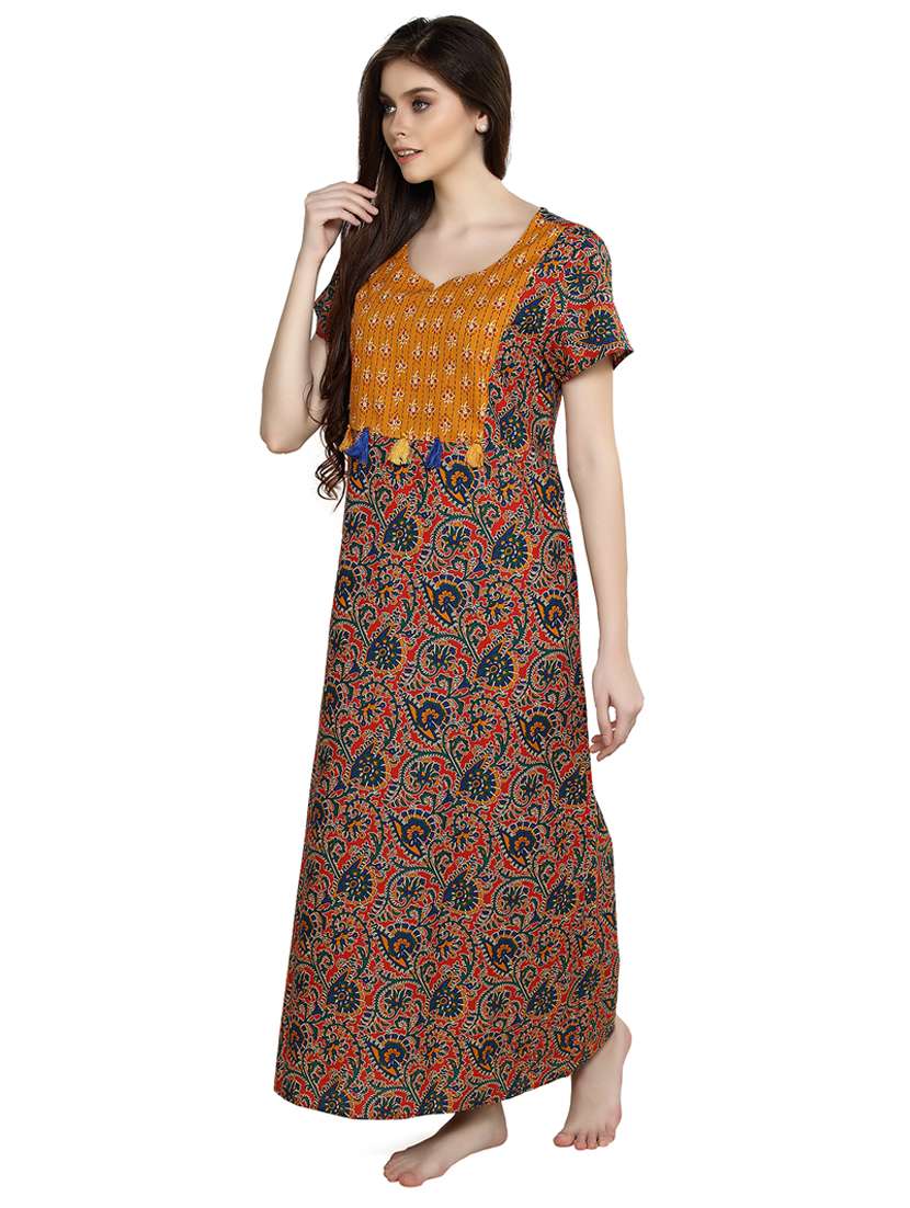 women multi coloured cotton nighty - 21522393 - Standard Image - 1