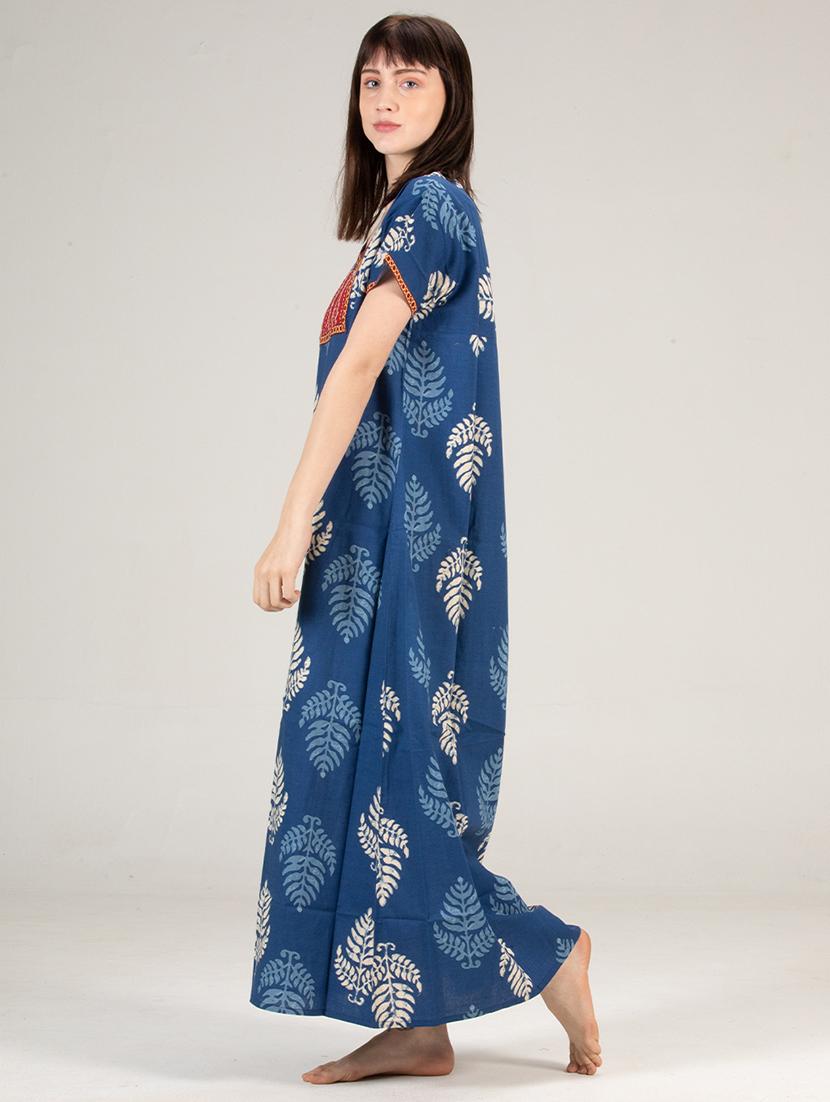 women navy blue cotton nighty - 21522404 - Standard Image - 1