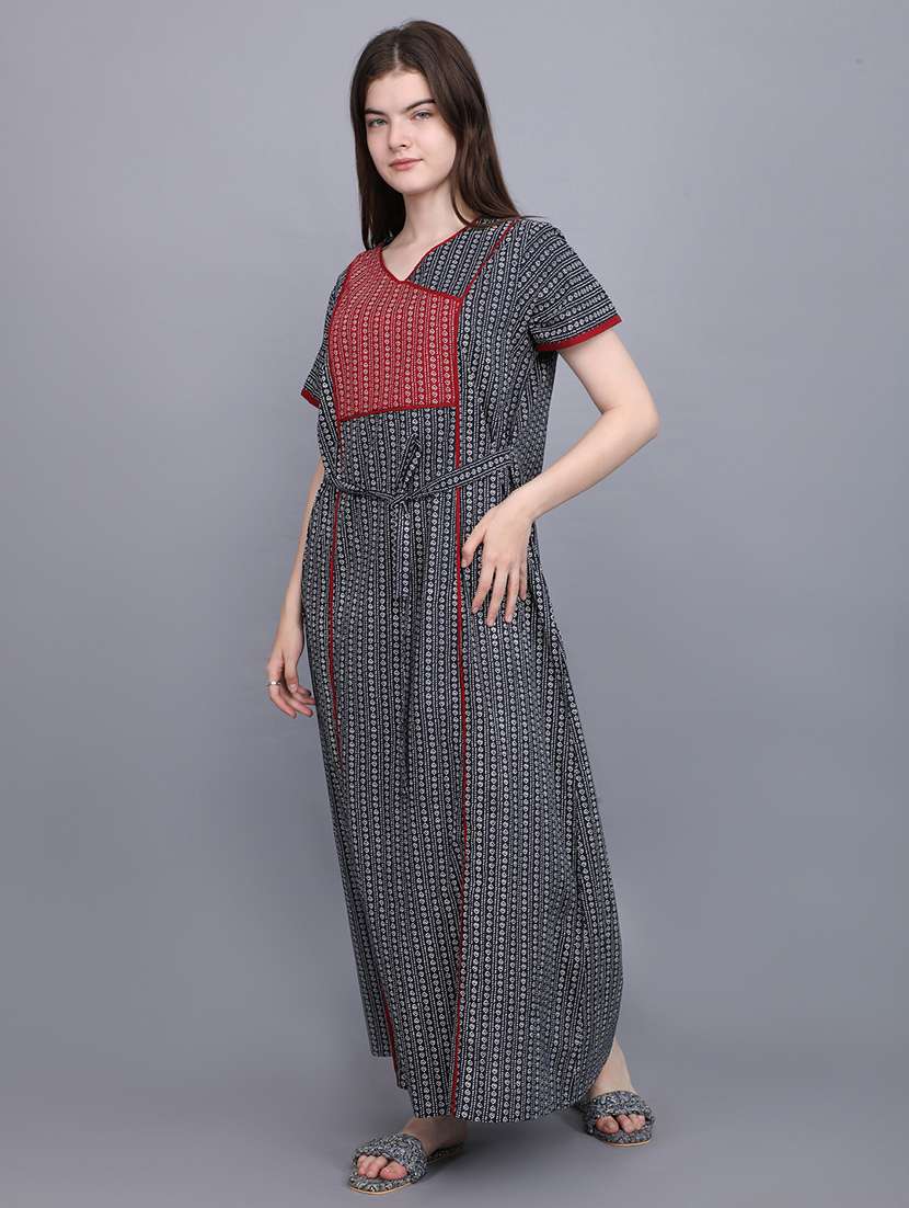 women navy blue cotton nighty  - 21522420 -  Standard Image - 1