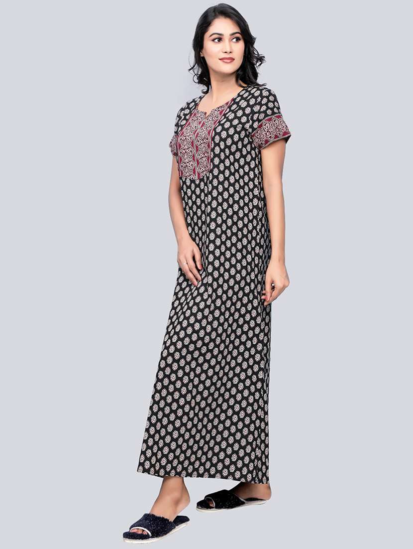 women black cotton nighty - 21522423 -  Standard Image - 1