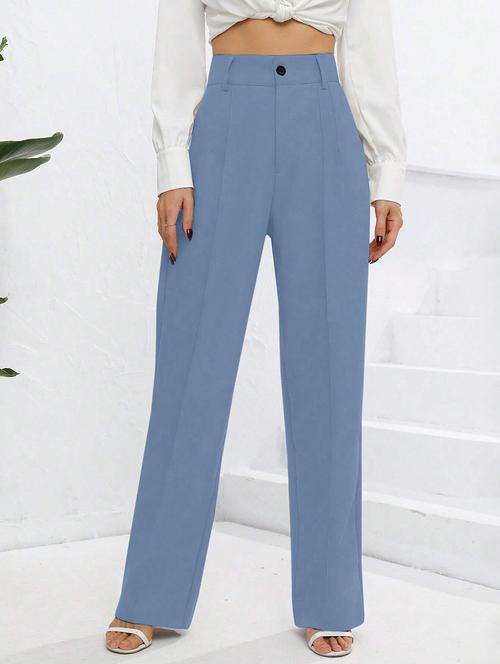 women blue nylon tailored trouser - 21522472 -  Standard Image - 0