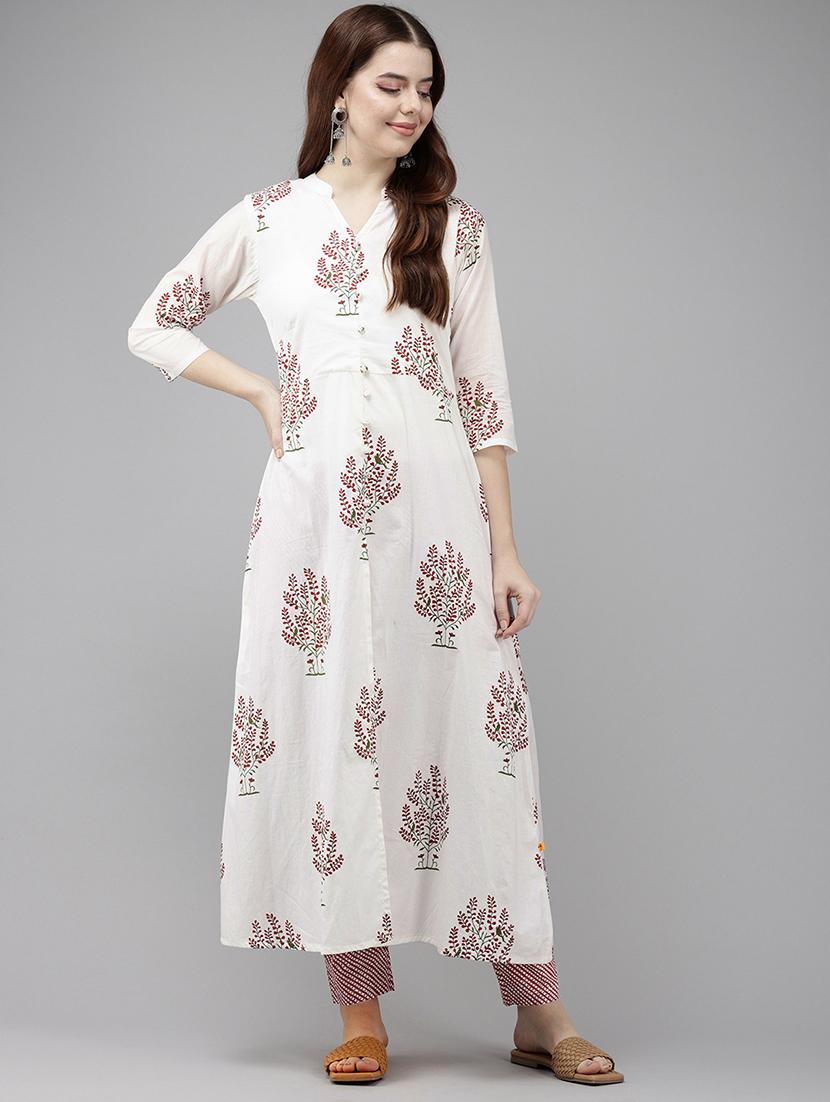 women white printed kurta pant set - 21522494 - Standard Image - 1