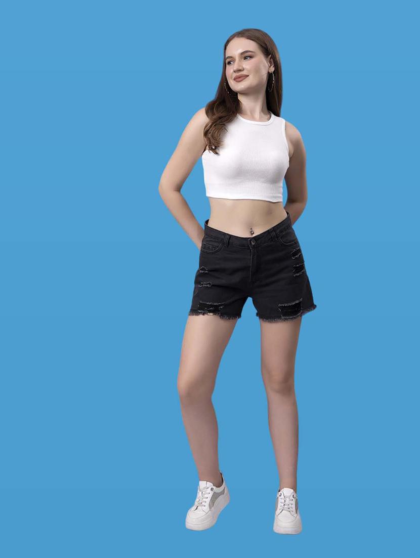 women solid white cotton crop top - 21522506 - Standard Image - 4