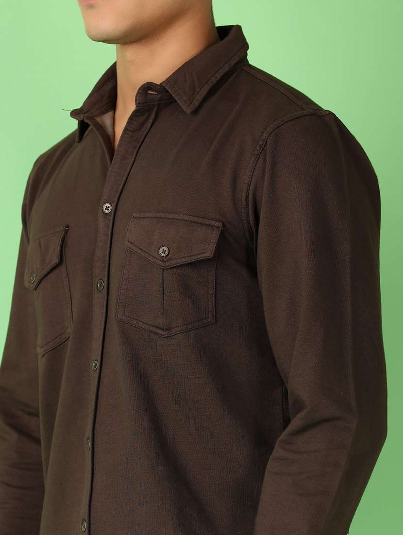 men long sleeves solid casual shirt - 21522819 -  Standard Image - 4