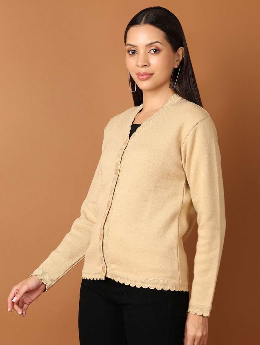 women solid long sleeve cardigan - 21522822 -  Standard Image - 1