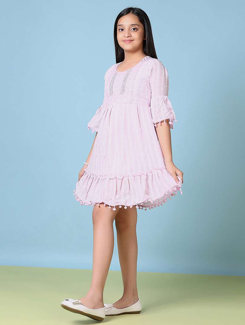 girls lavender embroidered bell sleeve fit & flare dress - 21522908 - Standard Image - 1