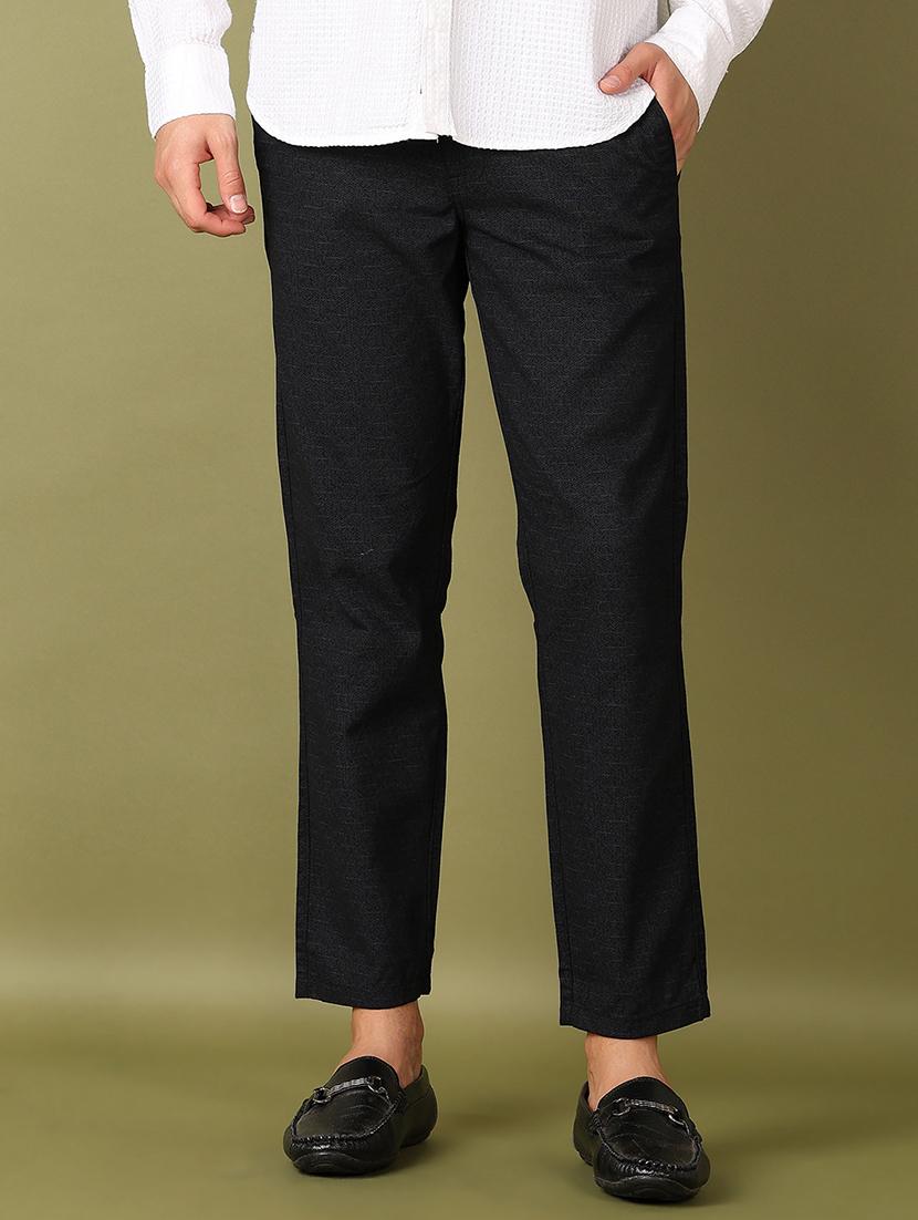 men black solid chinos casual trouser - 21522915 - Standard Image - 1