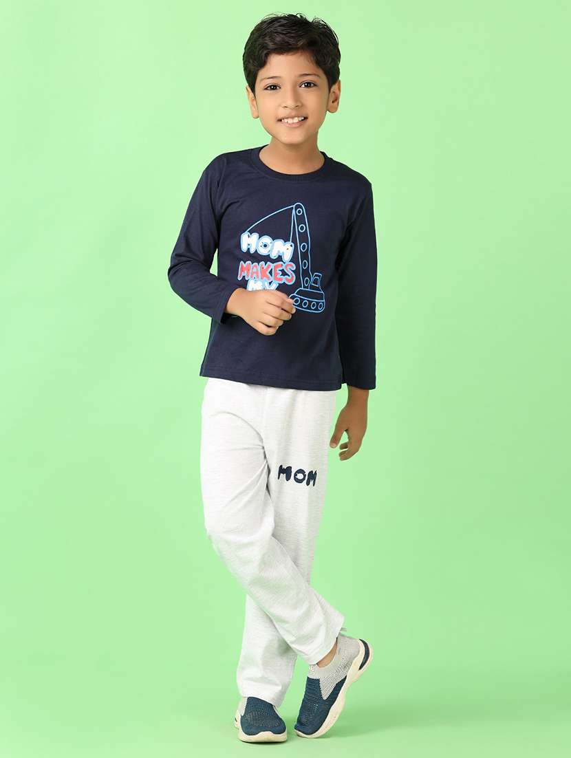 boys printed casual wear full length set