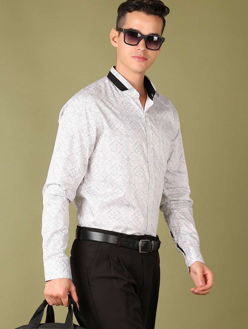 men long sleeves printed formal shirt - 21523081 -  Standard Image - 1