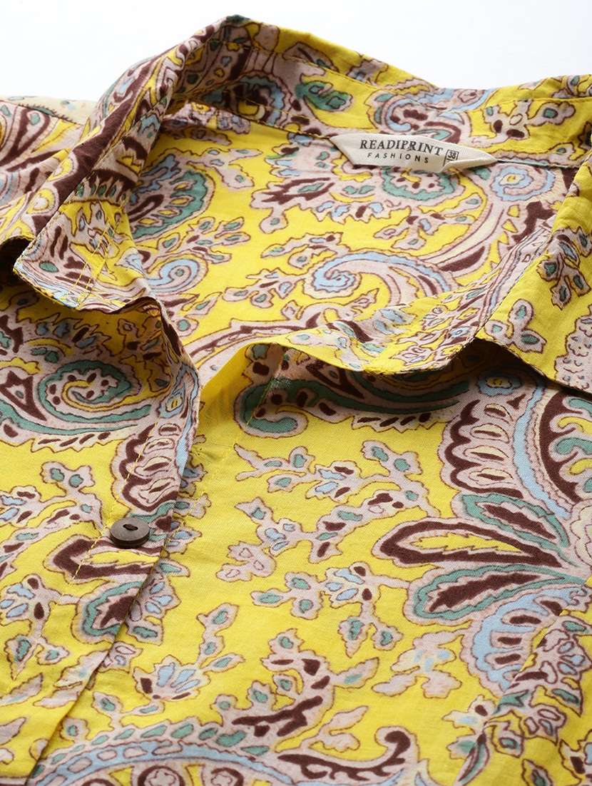 women paisley shirt collar kurta pant set - 21523106 -  Standard Image - 4
