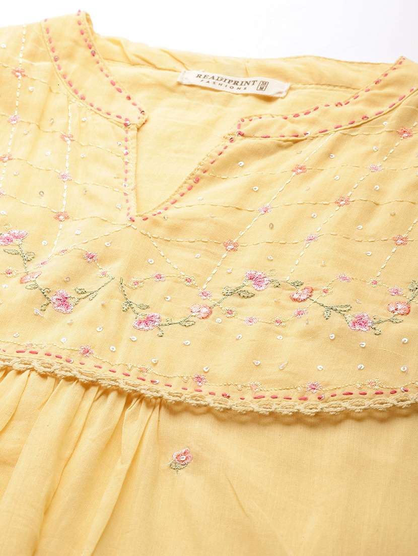 women solid with work notch neck kurta pant set - 21523120 -  Standard Image - 4