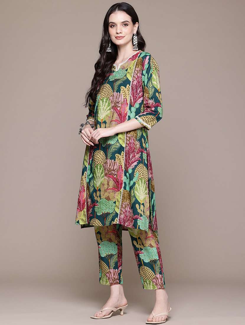 women printed notch neck kurta pant set - 21523128 -  Standard Image - 1